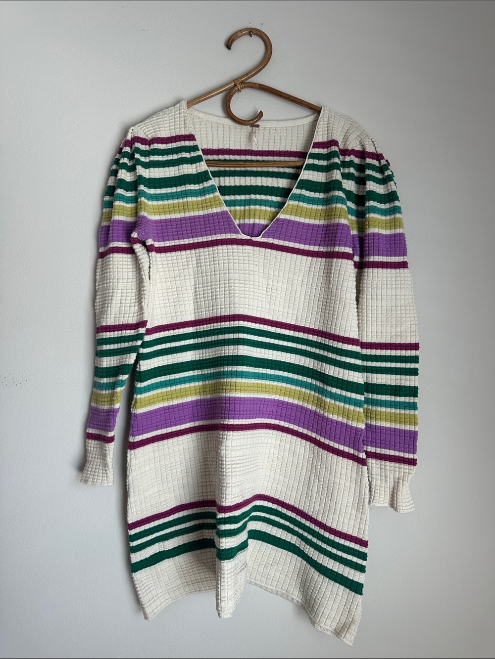 Free People Cream Gidget V-Neck Sweater Dress